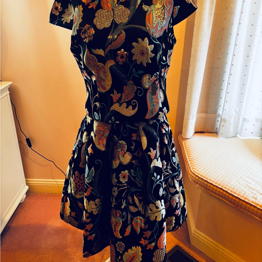 Boston Proper Multicolor Two Piece Floral Brocade Mini Dress
